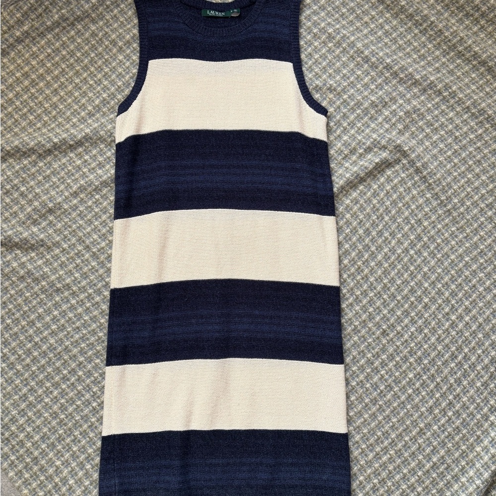 Lauren Ralph Lauren Linen and Cotton Knit Nautical Striped Dress Quiet Luxury